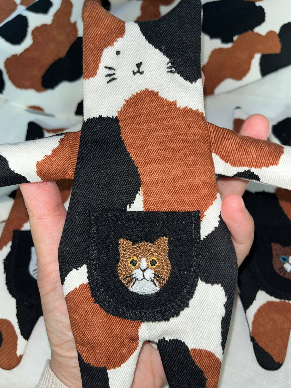 Hugging Cat Zipper Pouch — Handmade Bag Charm - Made by Frey