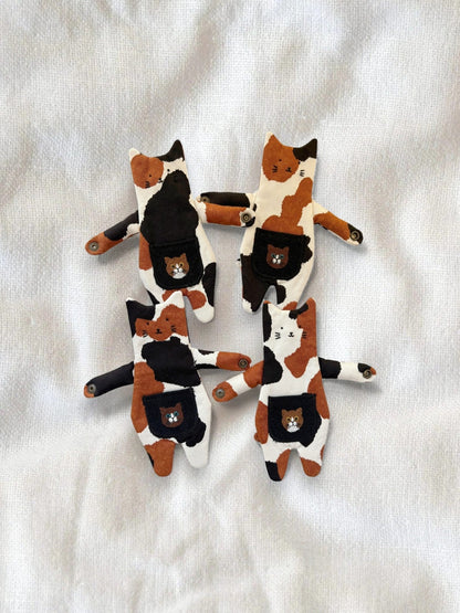 Hugging Cat Zipper Pouch — Handmade Bag Charm - Made by Frey