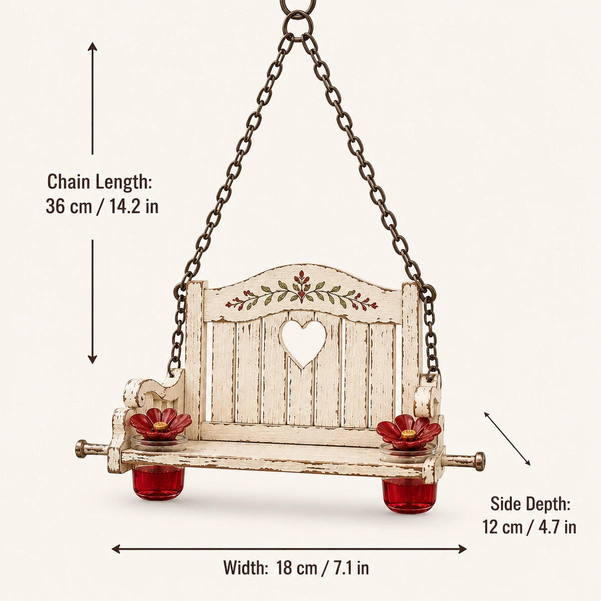 Hummingbird porch swing feeder size guide