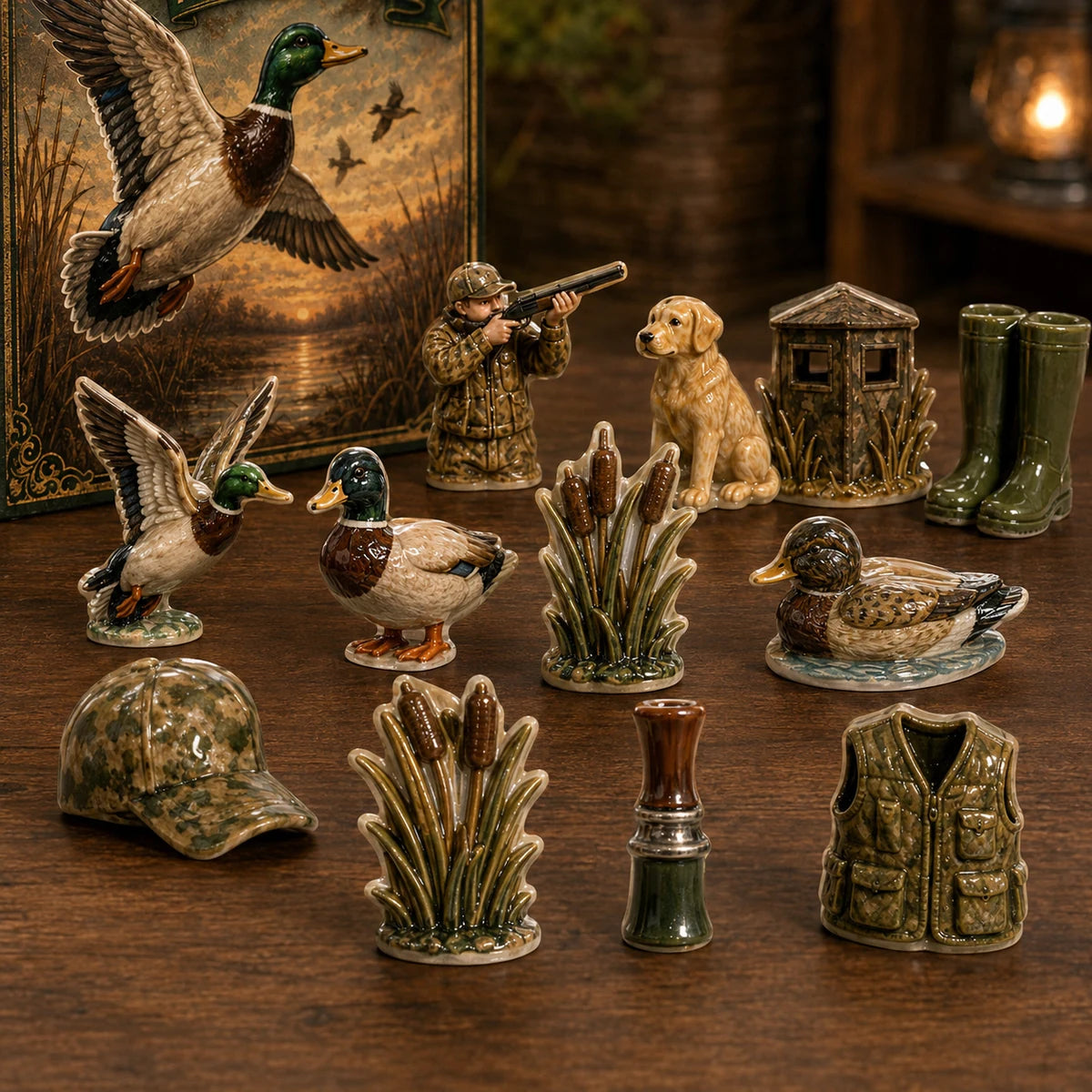 Detailed hunting themed collectible ornaments