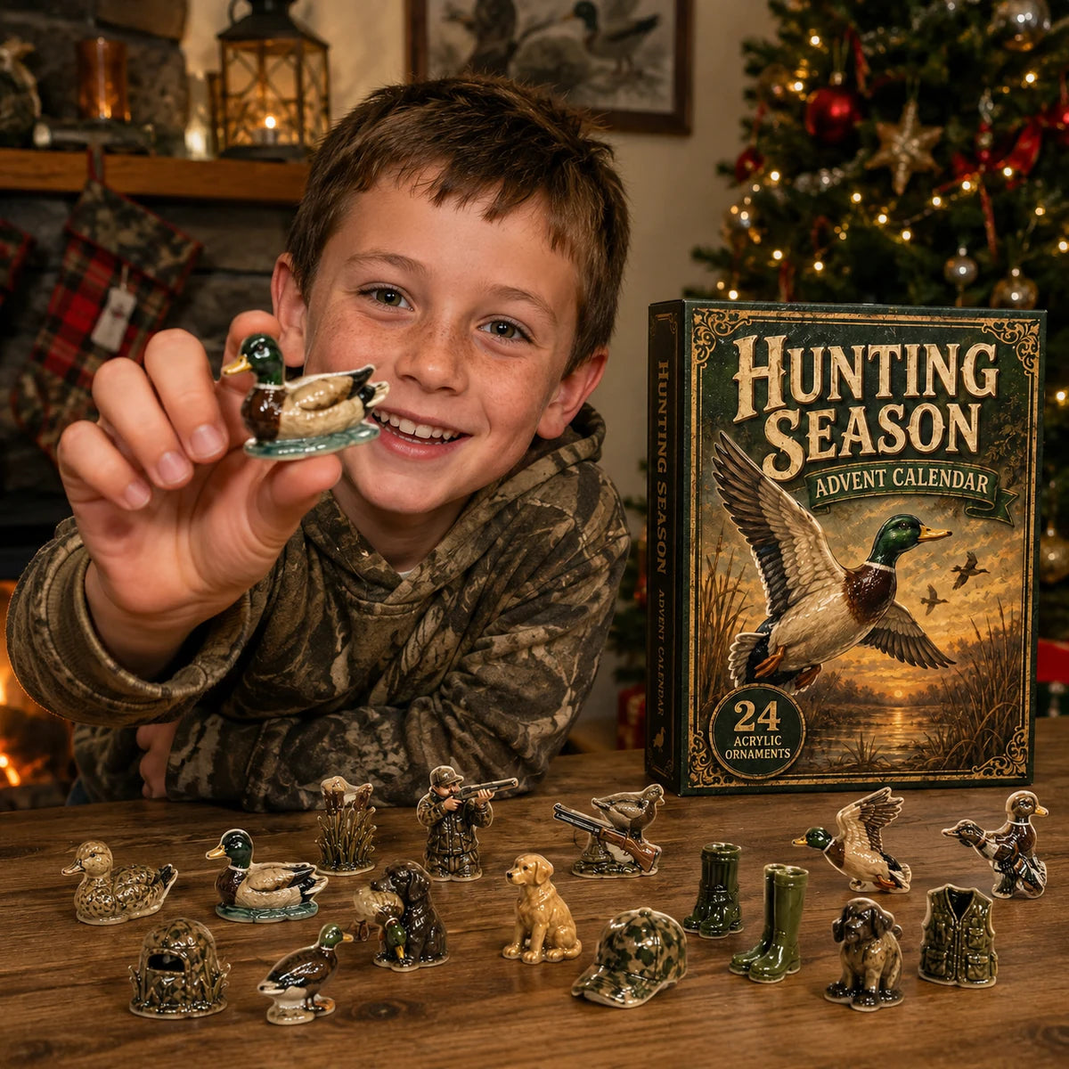 Child enjoying a Hunting Season Advent Calendar surprise