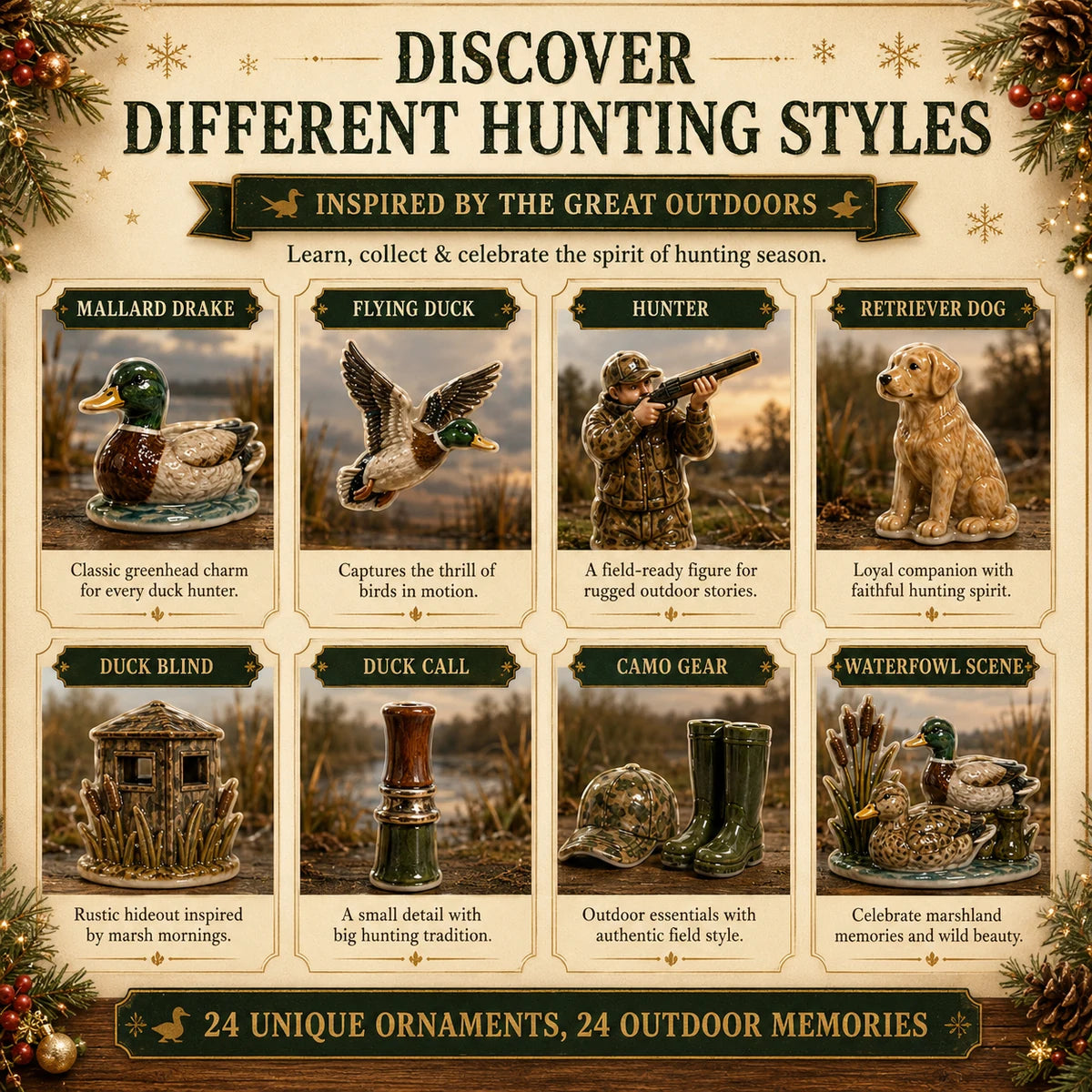 Hunting themed advent calendar collection inspired by outdoor traditions
