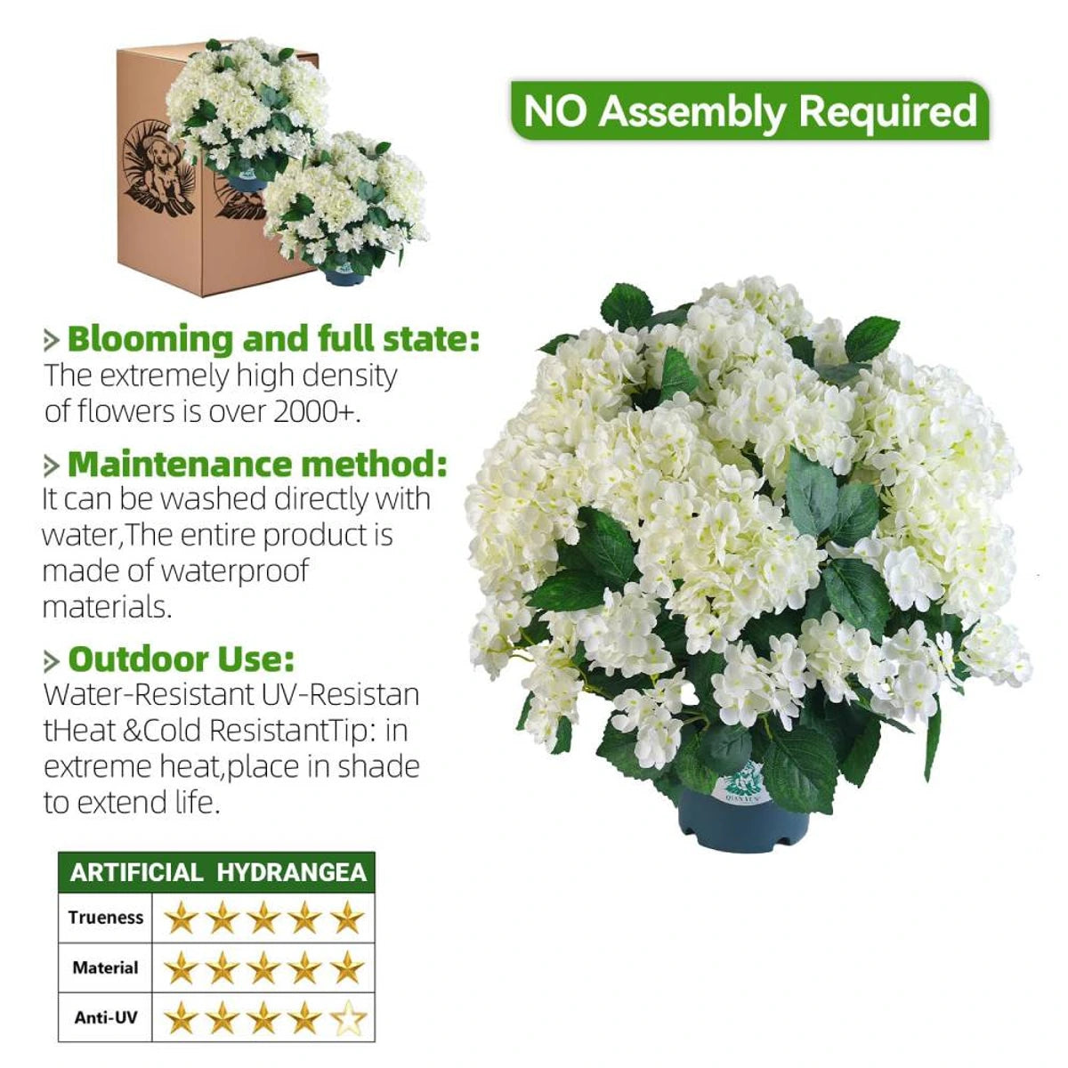 Artificial hydrangea no assembly infographic