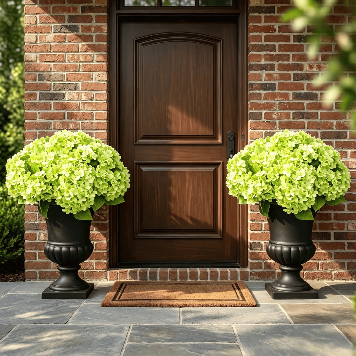 Green artificial hydrangea flowers