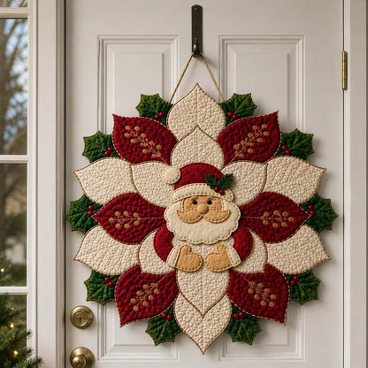 🎄 Christmas Santa & Poinsettia Quilted Table Collection
