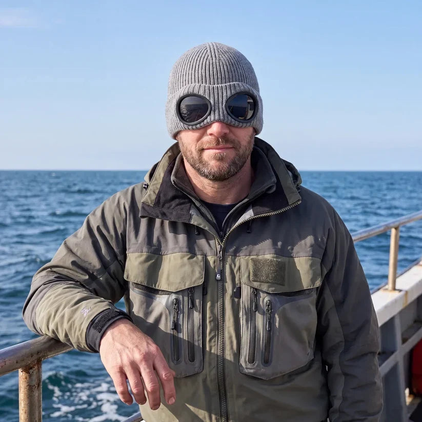 😎 Goggle Beanie Winter Hat🧢 – Funny Knit Pull-Down Hat with Built-In Lenses😂