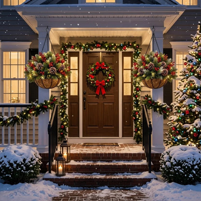 🎄 Last Day 50% OFF 🏆 Pre-Lit Christmas Hanging Basket | Pre-lit, weather-resistant, and zero maintenance