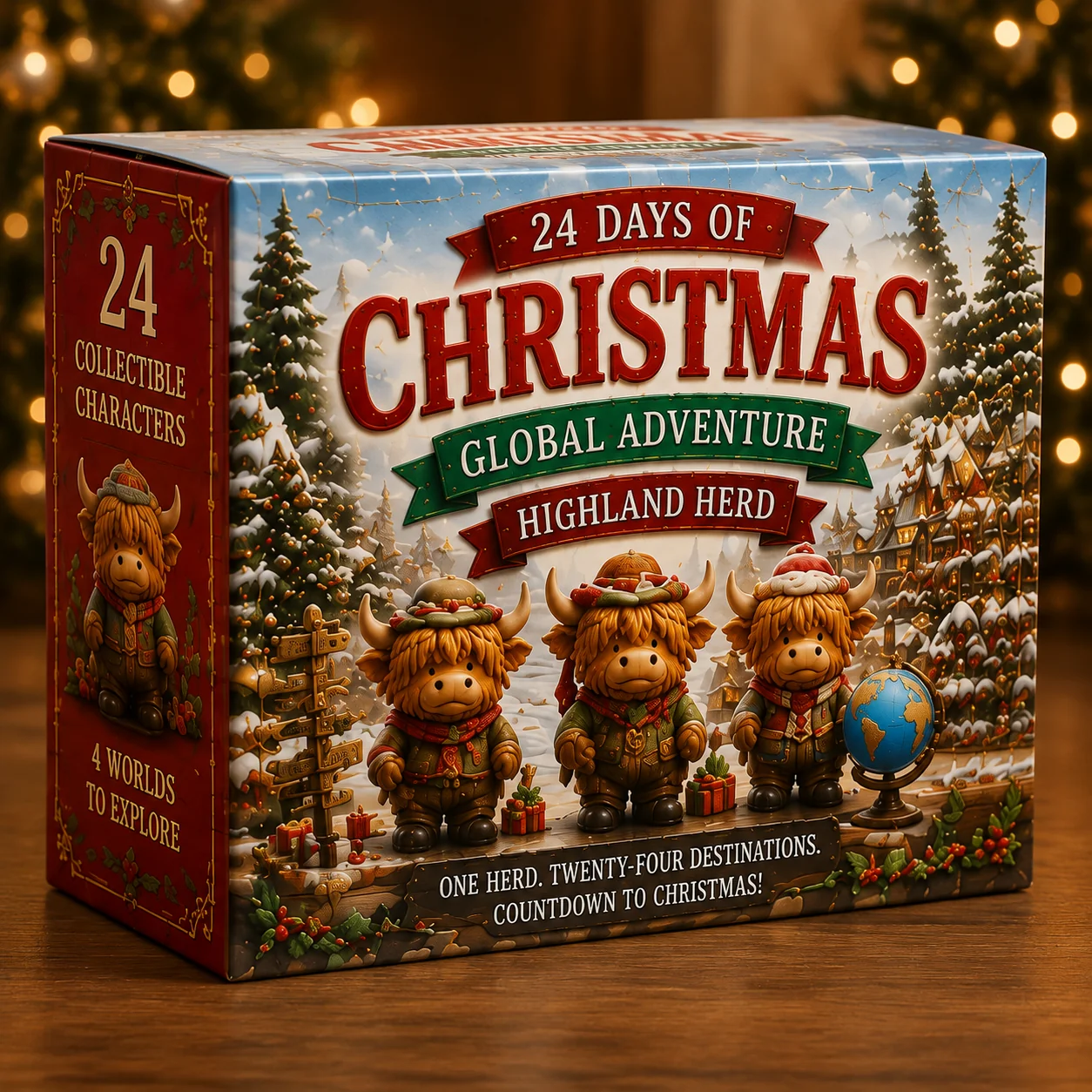 🎄24 Days Christmas Advent Calendar | Global Highland Cow Collectible Figurines Set