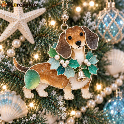 Coastal Dachshund Sea Glass Ornament