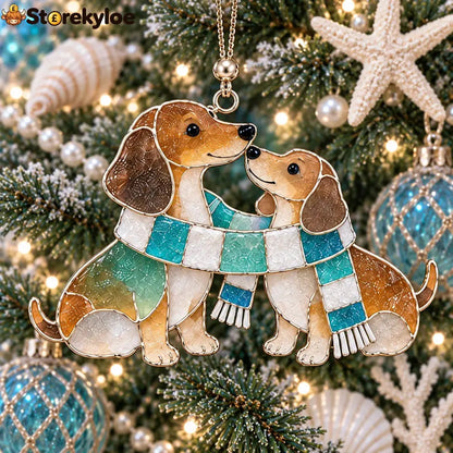 Coastal Dachshund Sea Glass Ornament