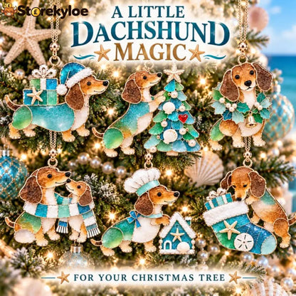 Coastal Dachshund Sea Glass Ornament