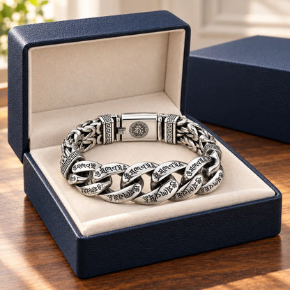 🕉️ ⛓️Men’s Vintage Six-Syllable Mantra Stainless Steel Bracelet