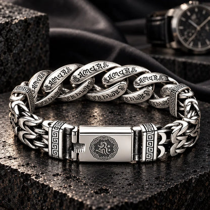 🕉️ ⛓️Men’s Vintage Six-Syllable Mantra Stainless Steel Bracelet