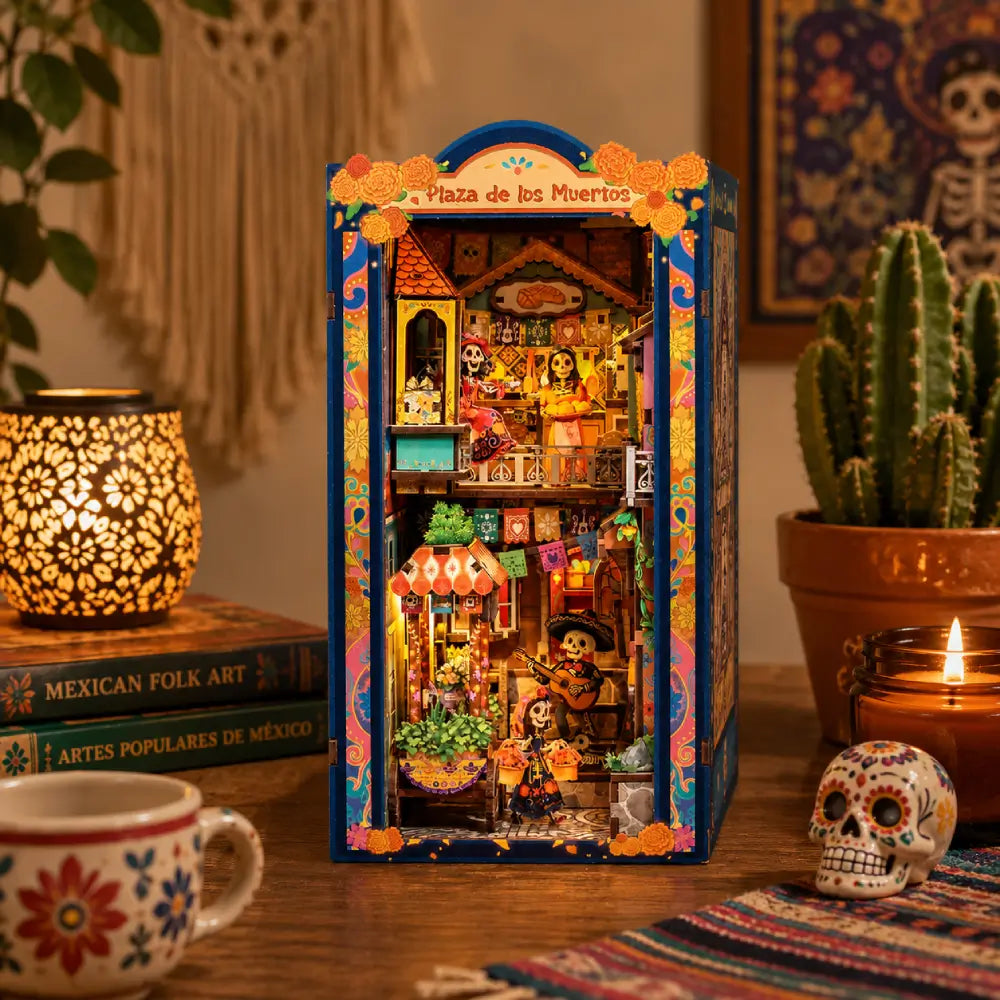 The Marigold Plaza illuminated miniature book nook display
