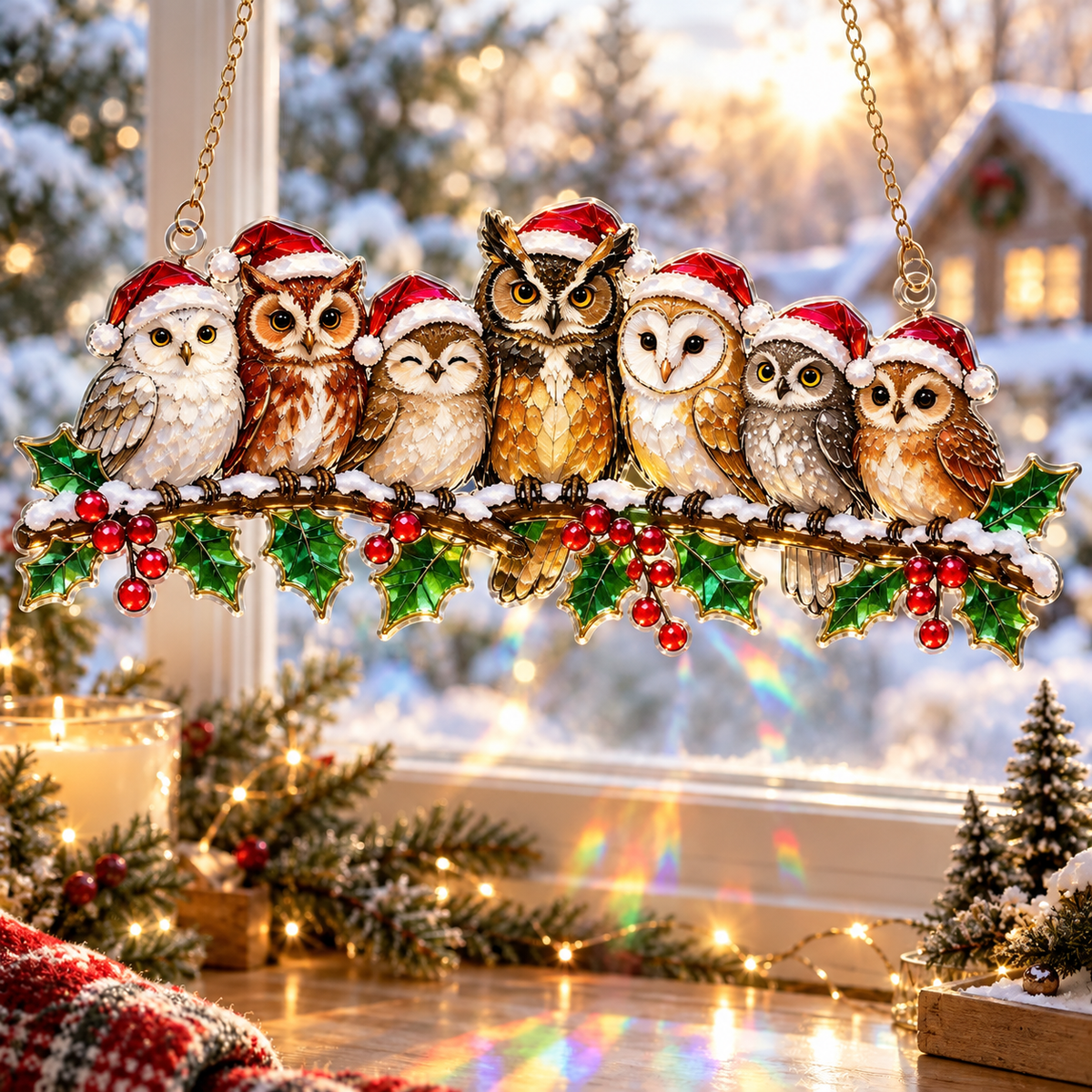 ❄️🌈 Winter Glow Window Charms – 11 Shatterproof Stained-Glass Style Holiday Designs