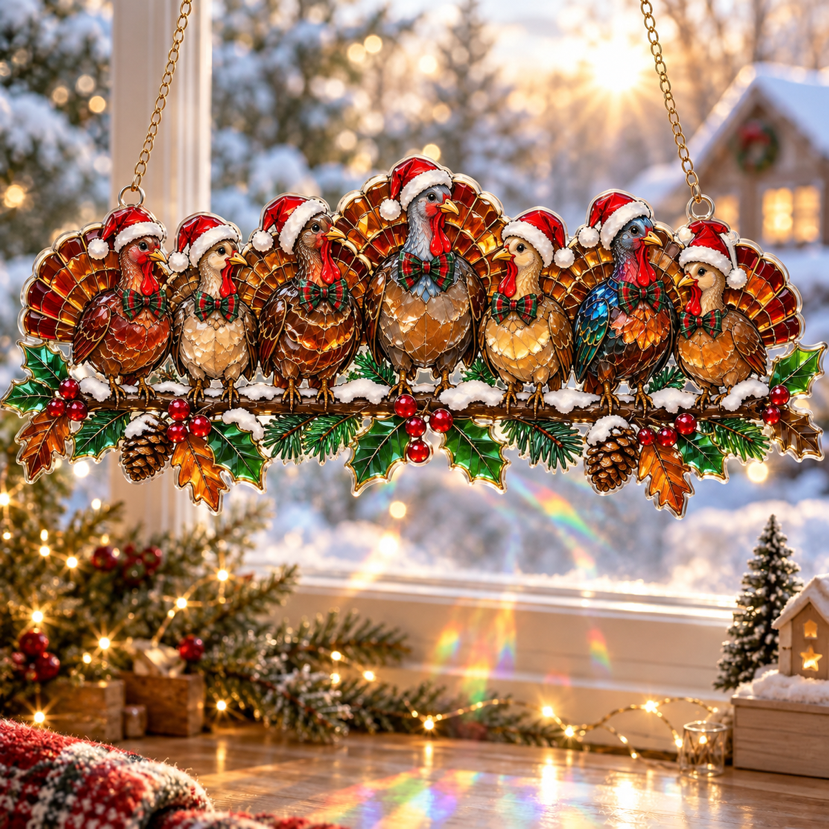 ❄️🌈 Winter Glow Window Charms – 11 Shatterproof Stained-Glass Style Holiday Designs