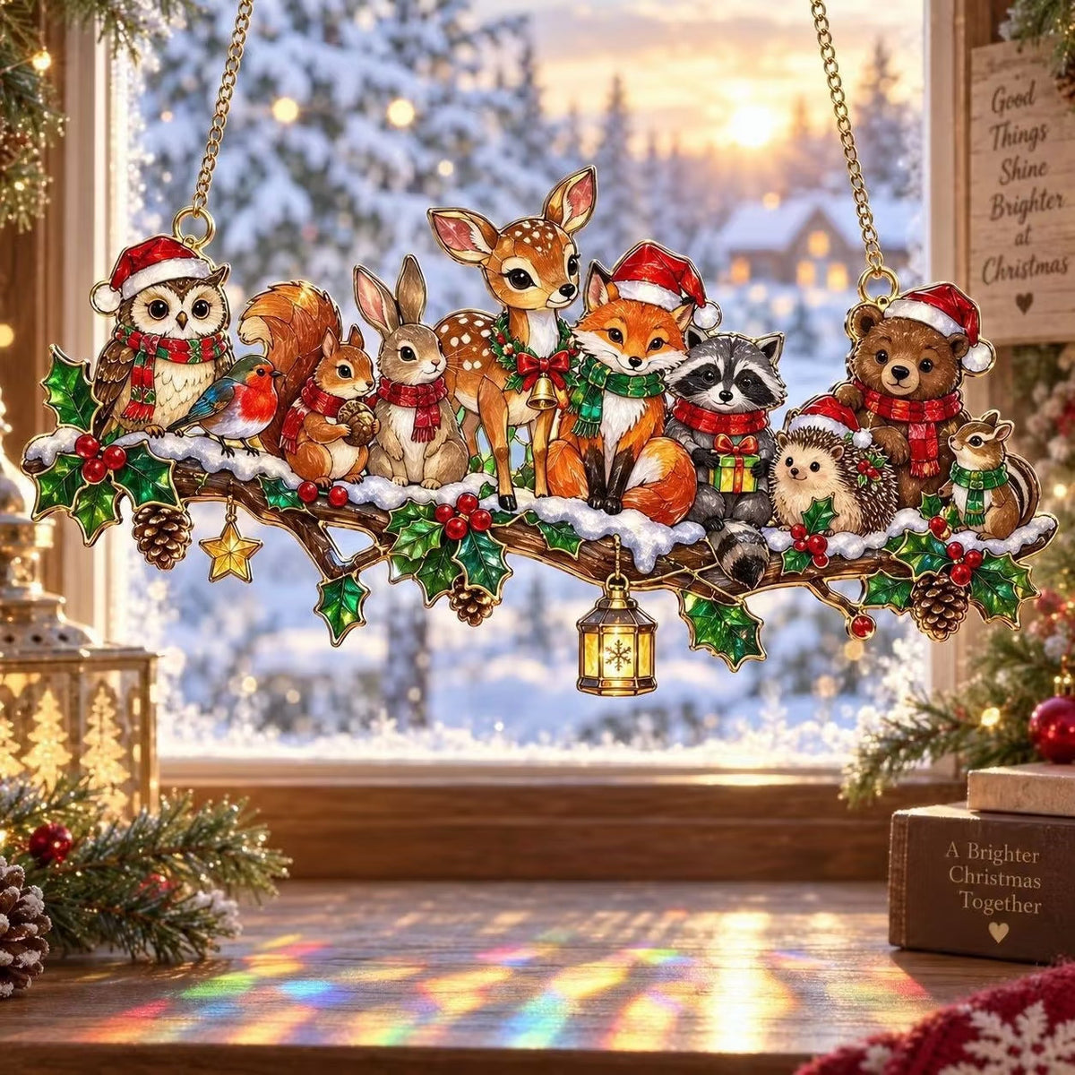 ❄️🌈 Winter Glow Window Charms – 11 Shatterproof Stained-Glass Style Holiday Designs