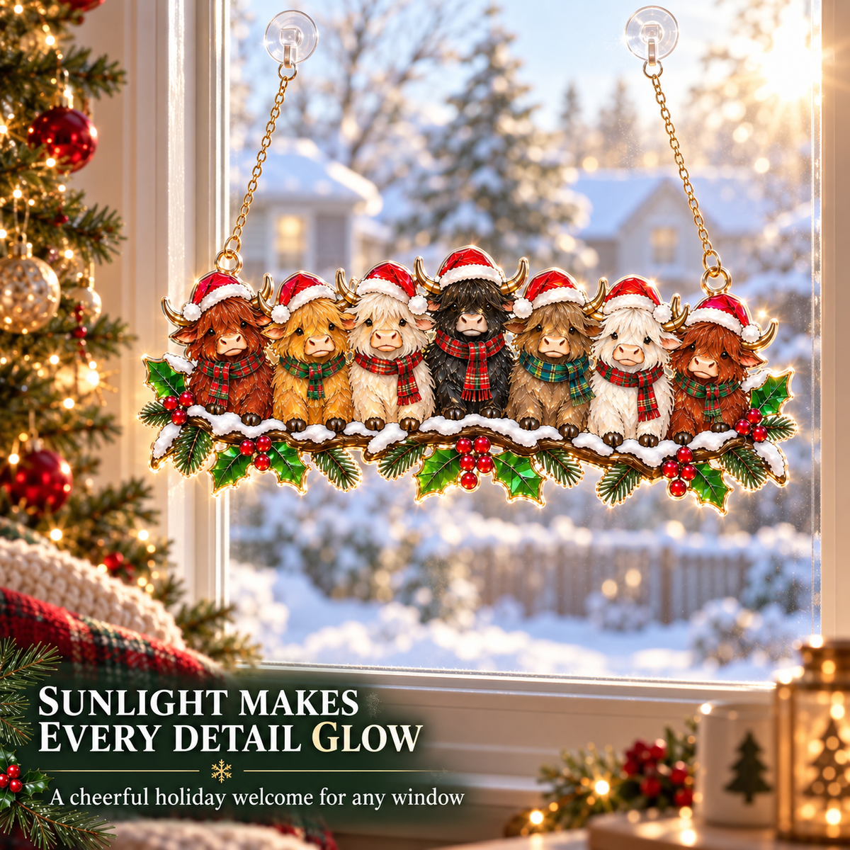 ❄️🌈 Winter Glow Window Charms – 11 Shatterproof Stained-Glass Style Holiday Designs
