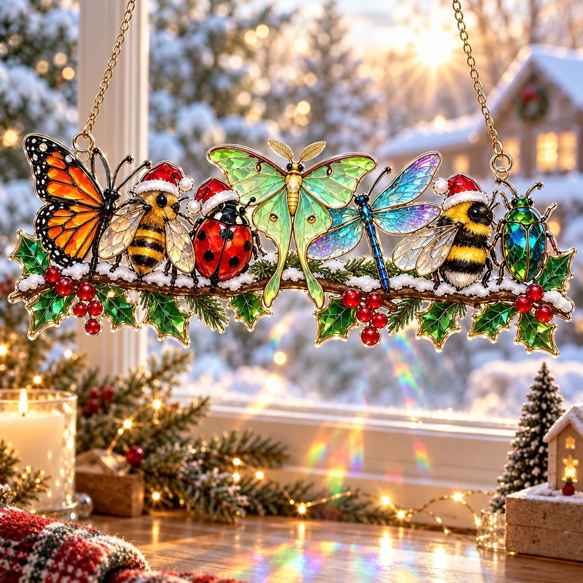 ❄️🌈 Winter Glow Window Charms – 11 Shatterproof Stained-Glass Style Holiday Designs