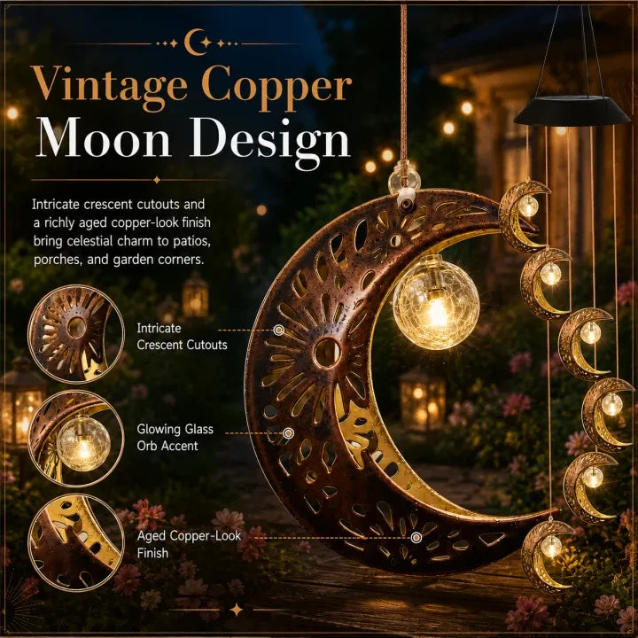 Vintage copper moon design close-up