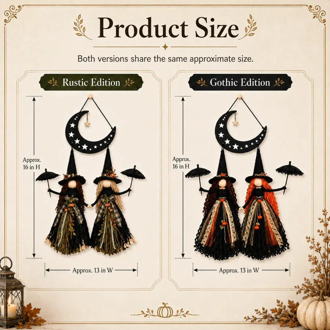 Moonlit Witch Sisters approximate size 16 inches high by 13 inches wide