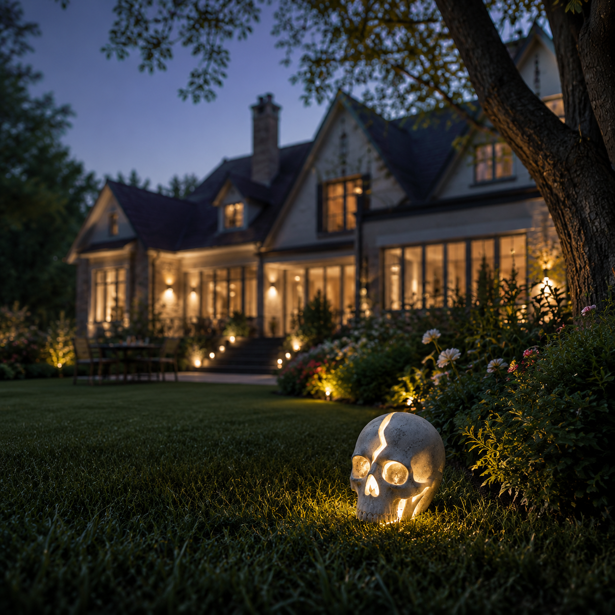 Solar Cracked Skull Garden Light for Halloween Yard, Porch & Garden Decor