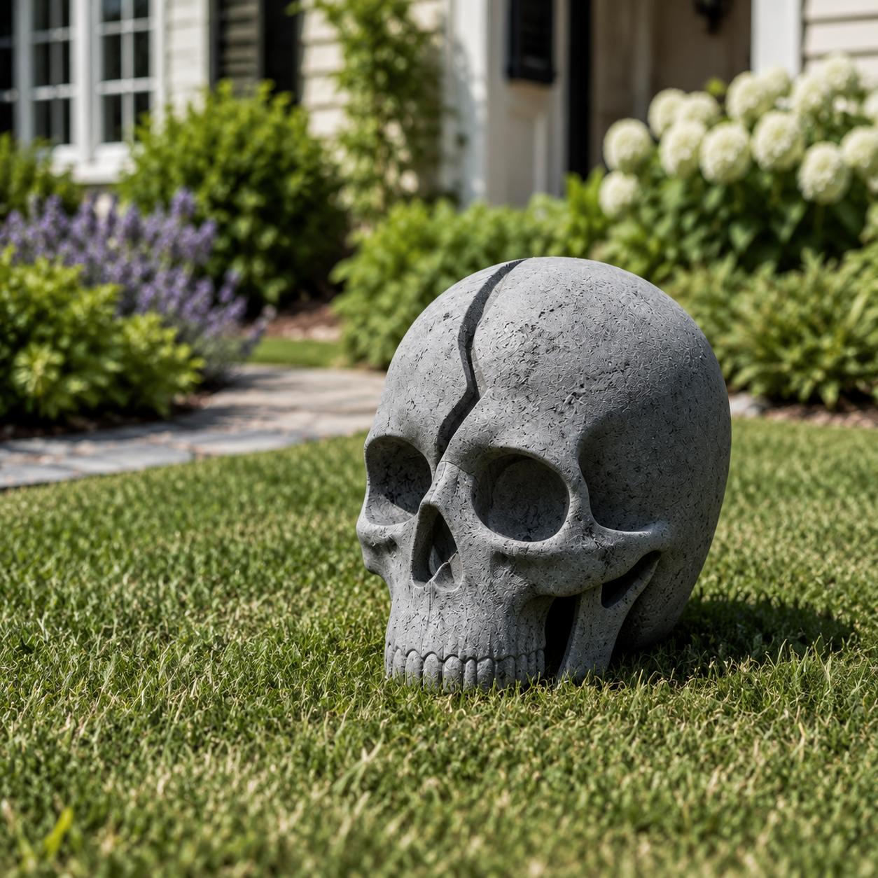 Solar Cracked Skull Garden Light for Halloween Yard, Porch & Garden Decor