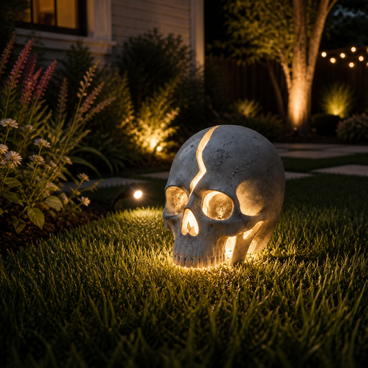 Solar Cracked Skull Garden Light for Halloween Yard, Porch & Garden Decor