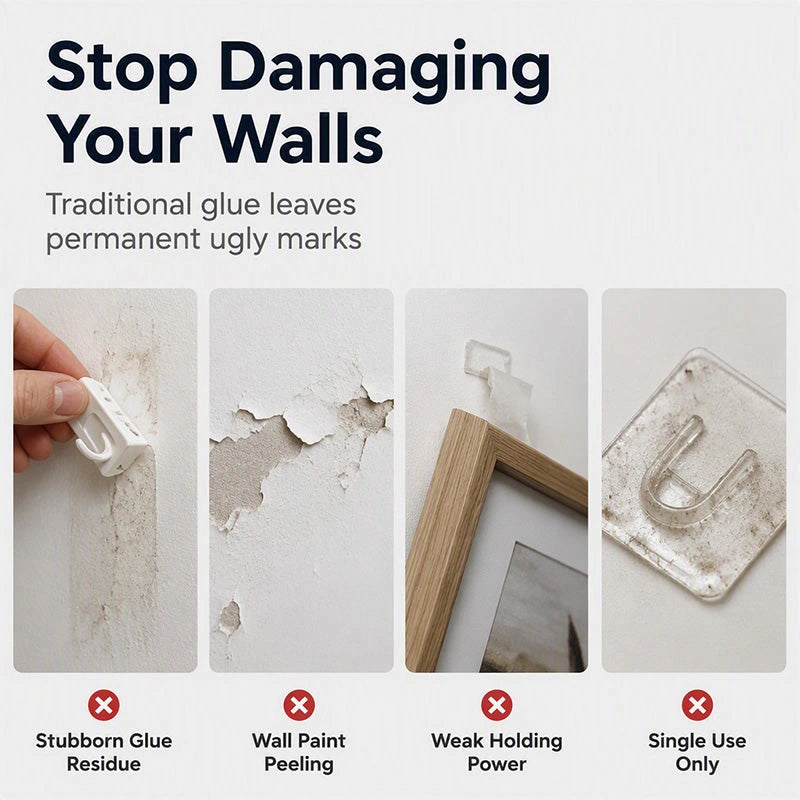 Common wall damage caused by unsuitable adhesive and mounting methods