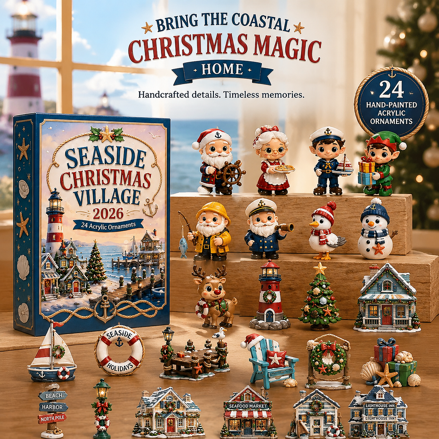 🌊 Seaside Christmas Village Advent Calendar 2026 - 24-Day Festive Countdown