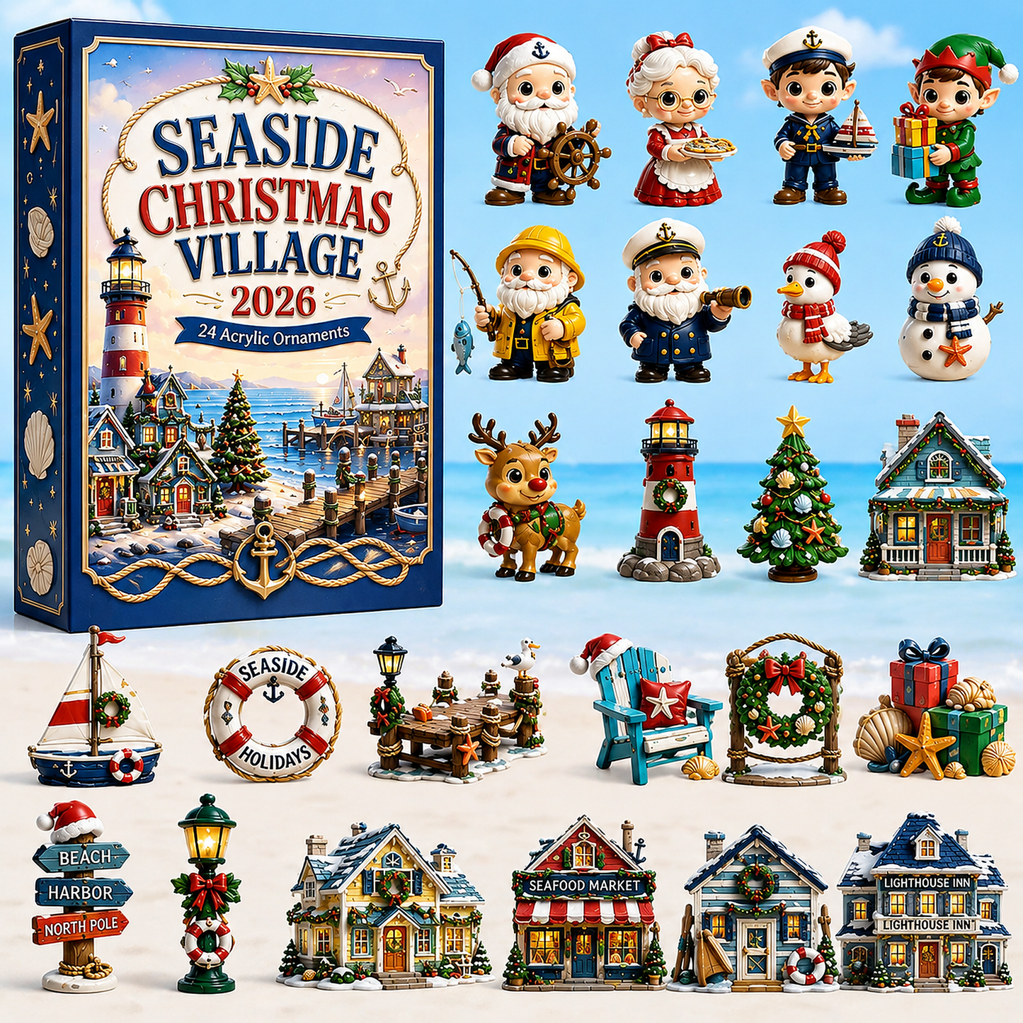🌊 Seaside Christmas Village Advent Calendar 2026 - 24-Day Festive Countdown
