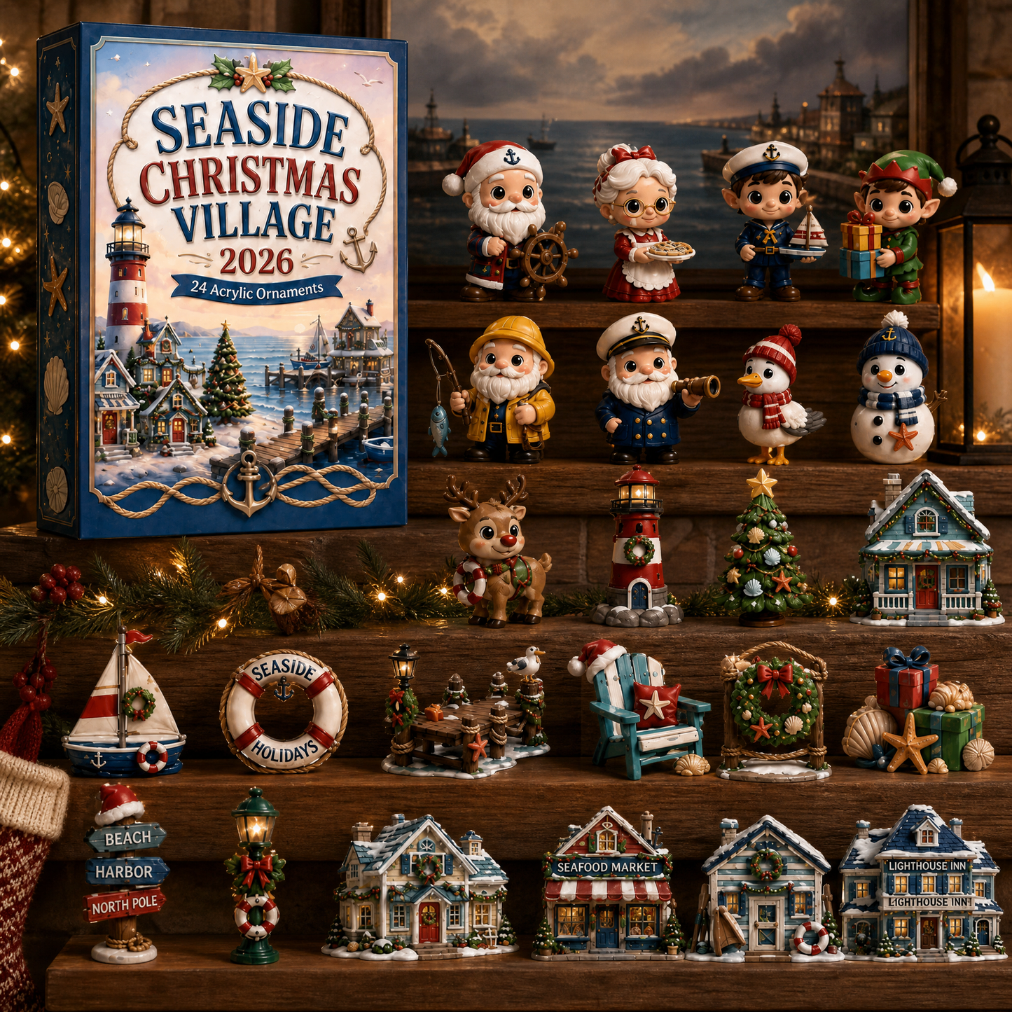 🌊 Seaside Christmas Village Advent Calendar 2026 - 24-Day Festive Countdown