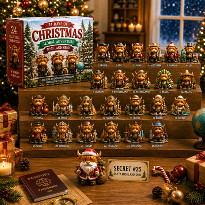 🎄24 Days Christmas Advent Calendar | Global Highland Cow Collectible Figurines Set