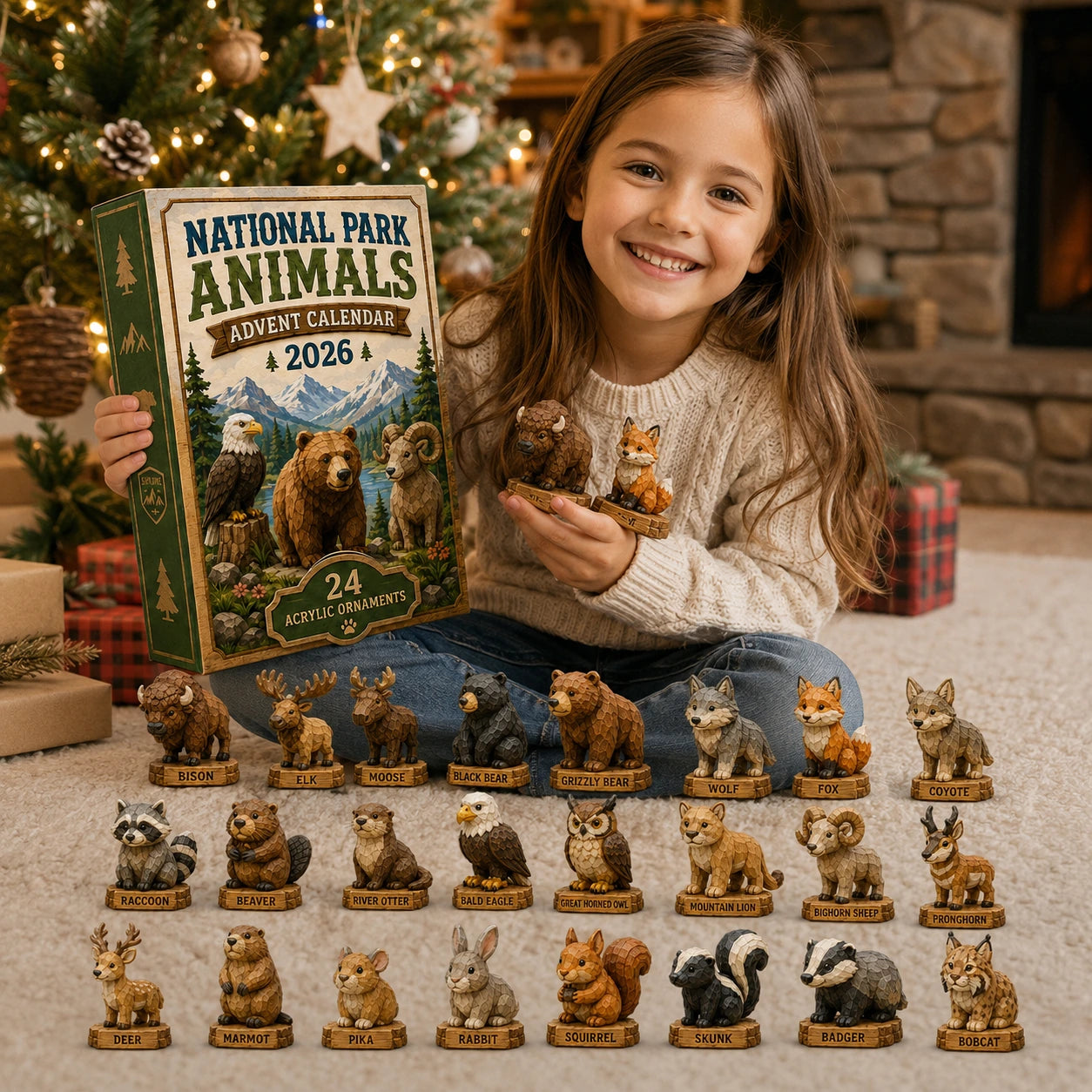 Child holding National Park Animals Advent Calendar