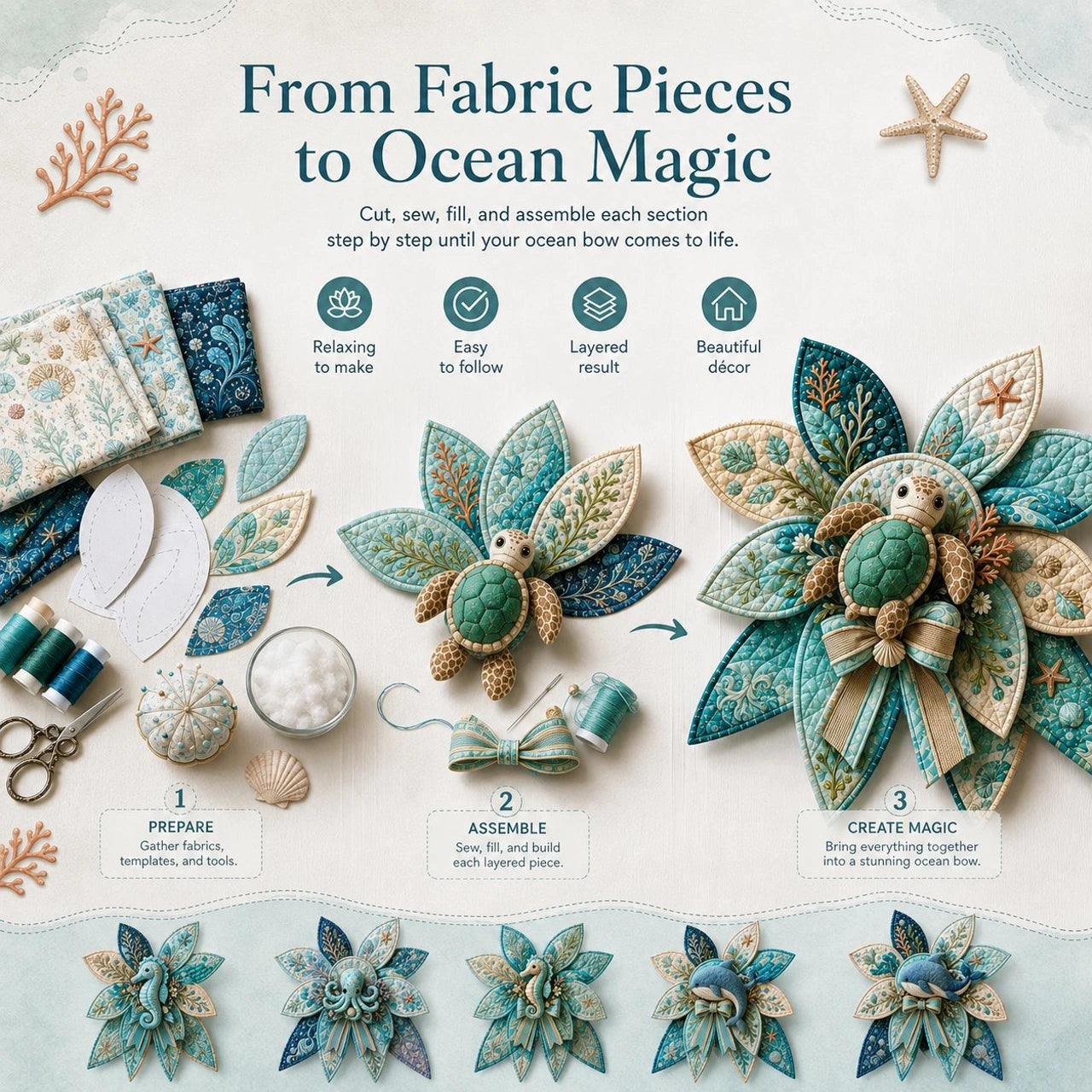 Sea Turtle quilt bow on door