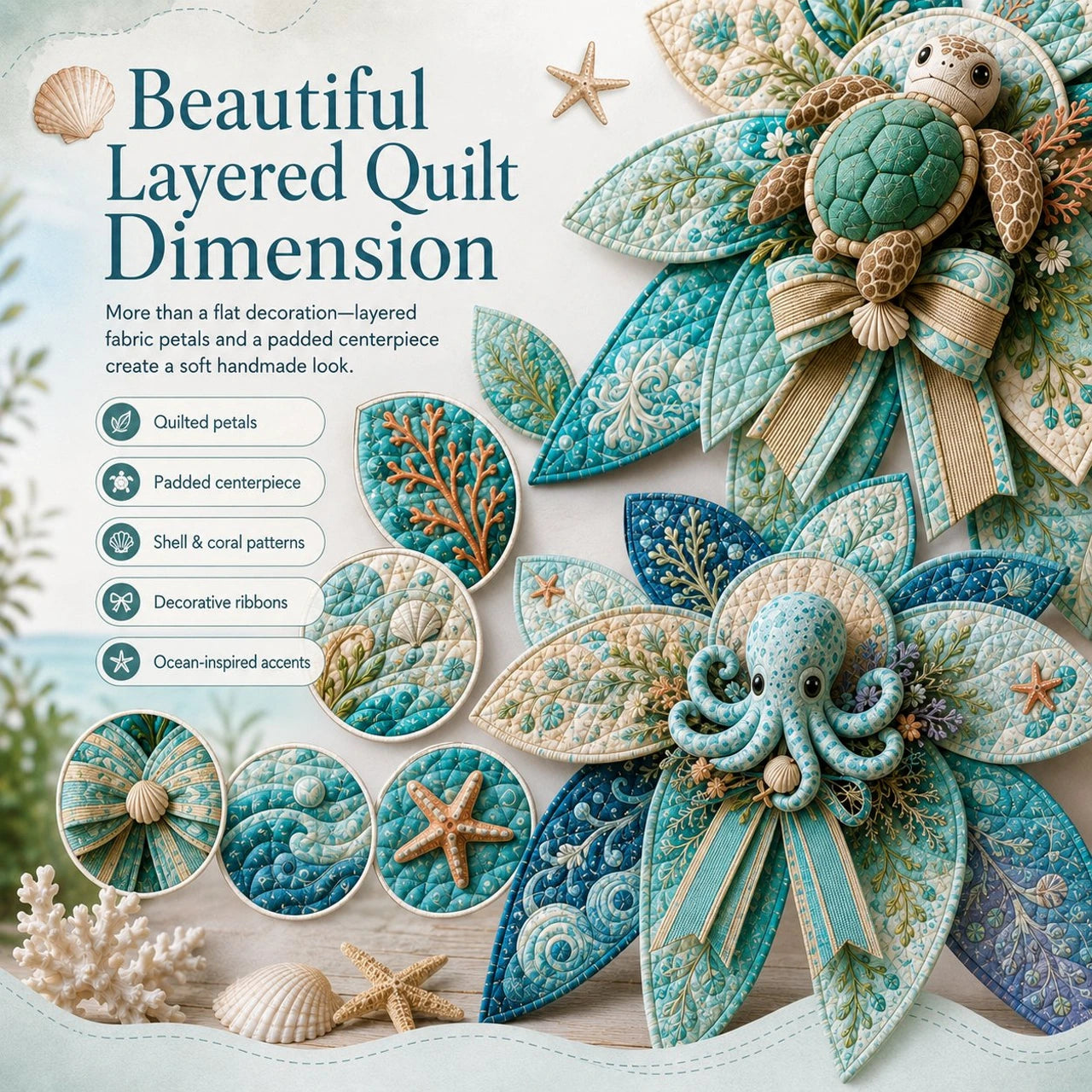 Layered quilt bow dimension detail image