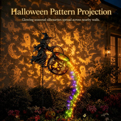 Lighted Flying Witch Cauldron Garden Stake - image 5