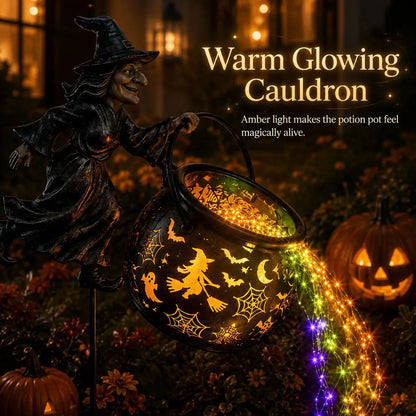 Lighted Flying Witch Cauldron Garden Stake - image 6