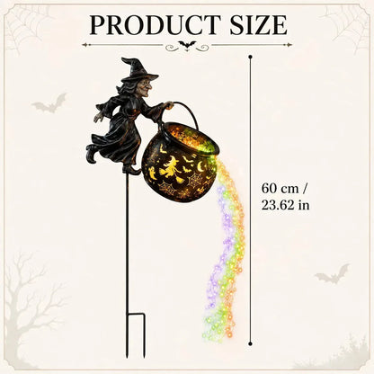 Lighted Flying Witch Cauldron Garden Stake - image 2
