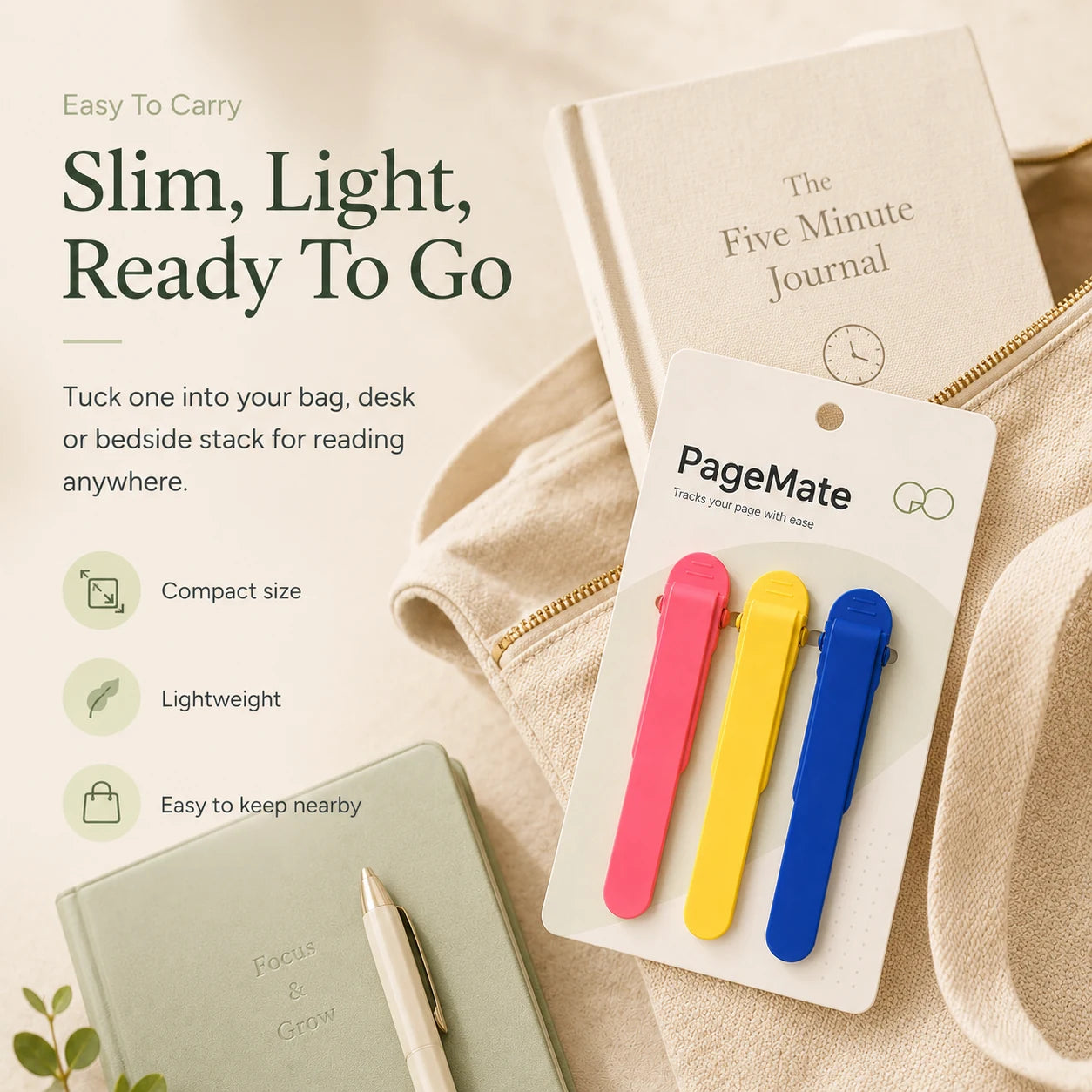 Slim lightweight PageMate clips for reading on the go