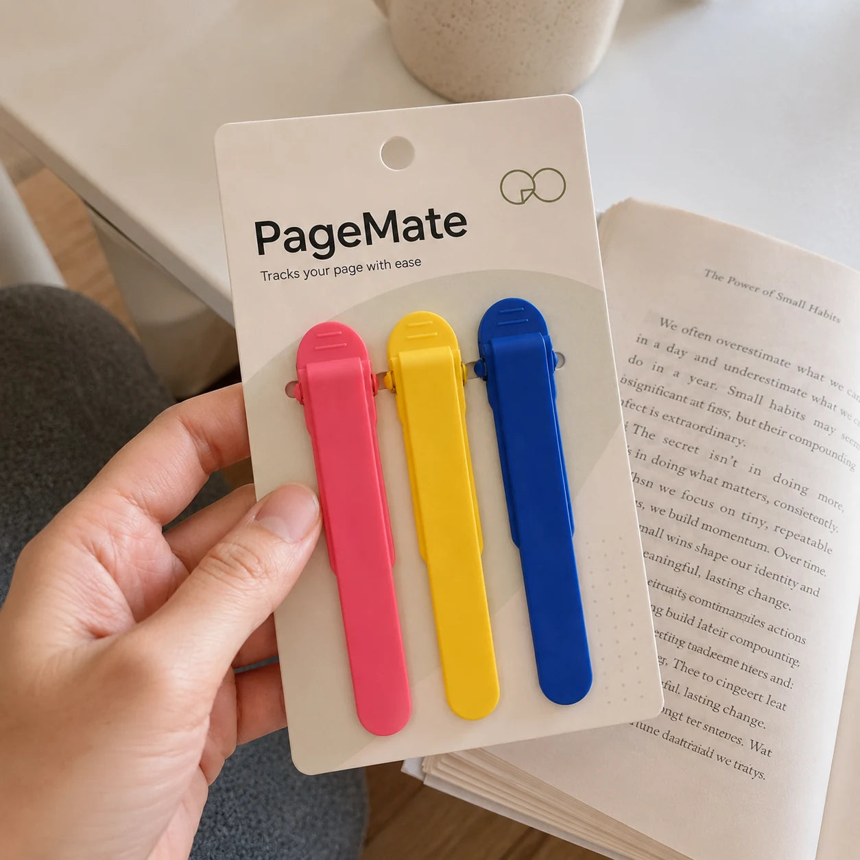 Handheld view of PageMate three-piece set