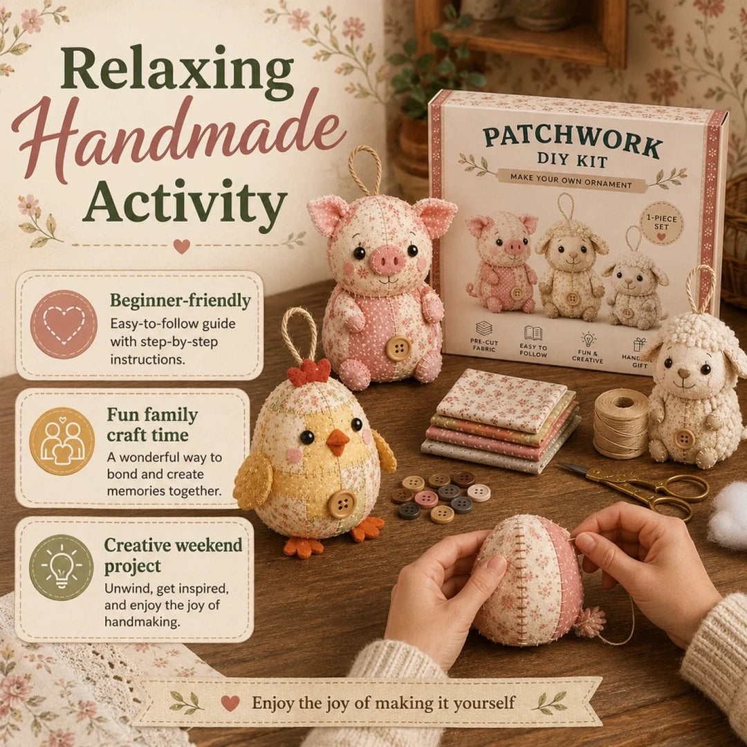 Patchwork Animal DIY kit used as a relaxing handmade activity