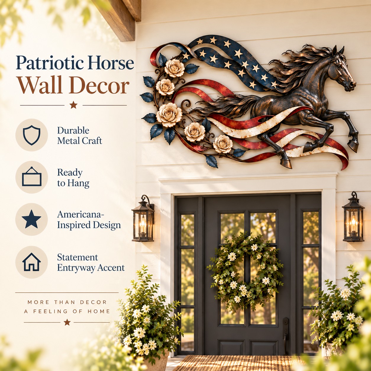Patriotic horse wall decor feature overview