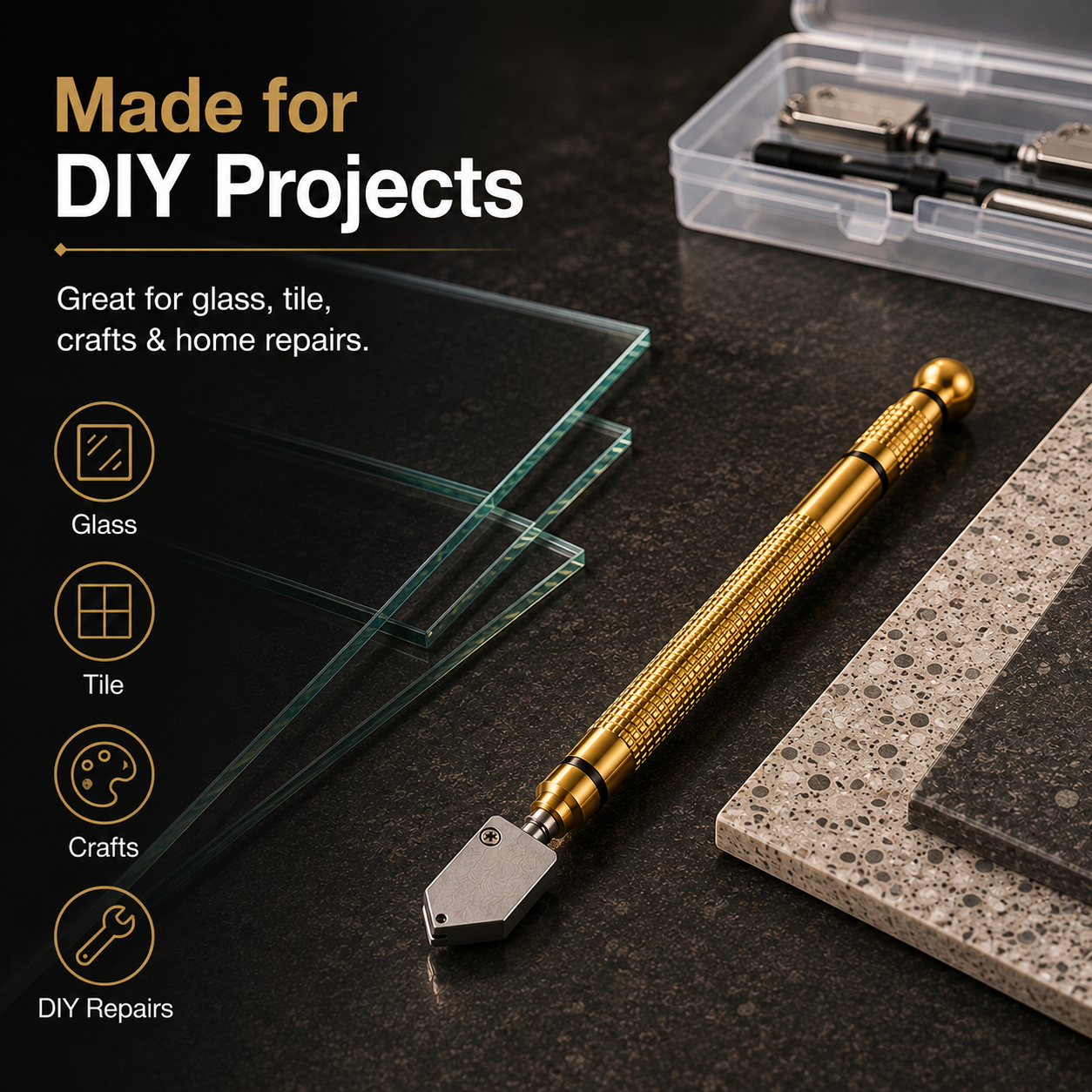Glass tile cutter for multiple DIY projects