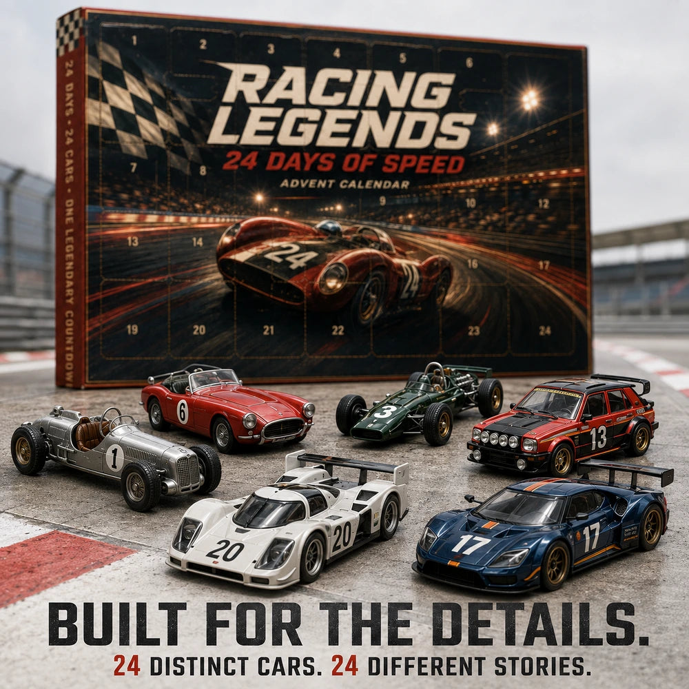 Close look at detailed miniature racing cars
