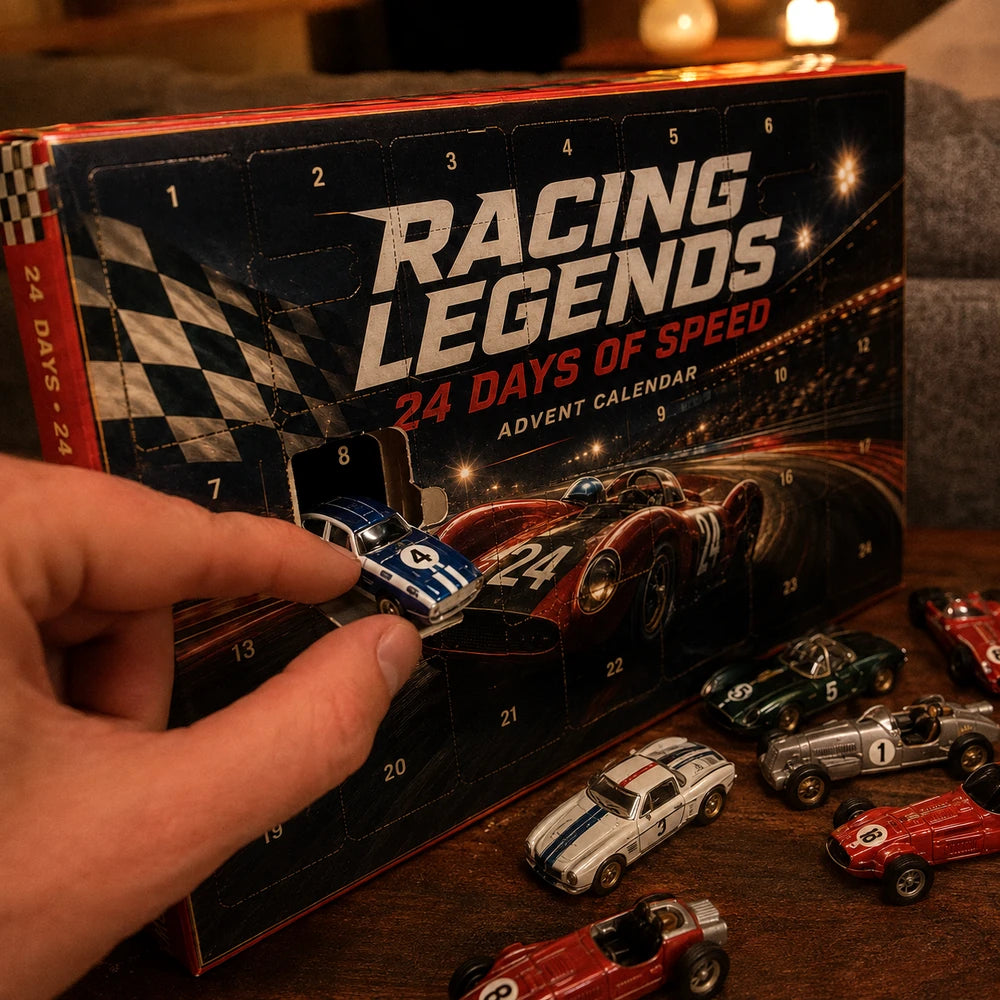 Customer opening a door on the racing advent calendar