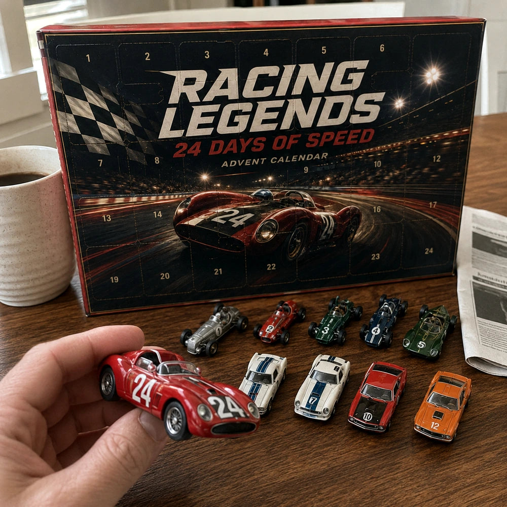 Customer holding one of the racing cars