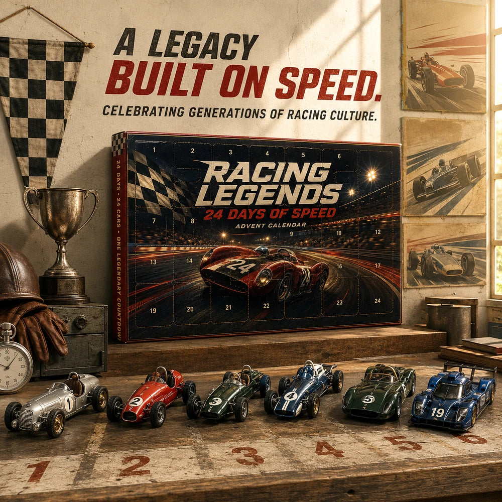 Racing Legends advent calendar with vintage race cars