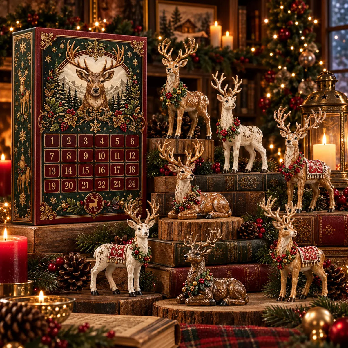 Keepsake Reindeer Magic advent box with hand-finished reindeer figures
