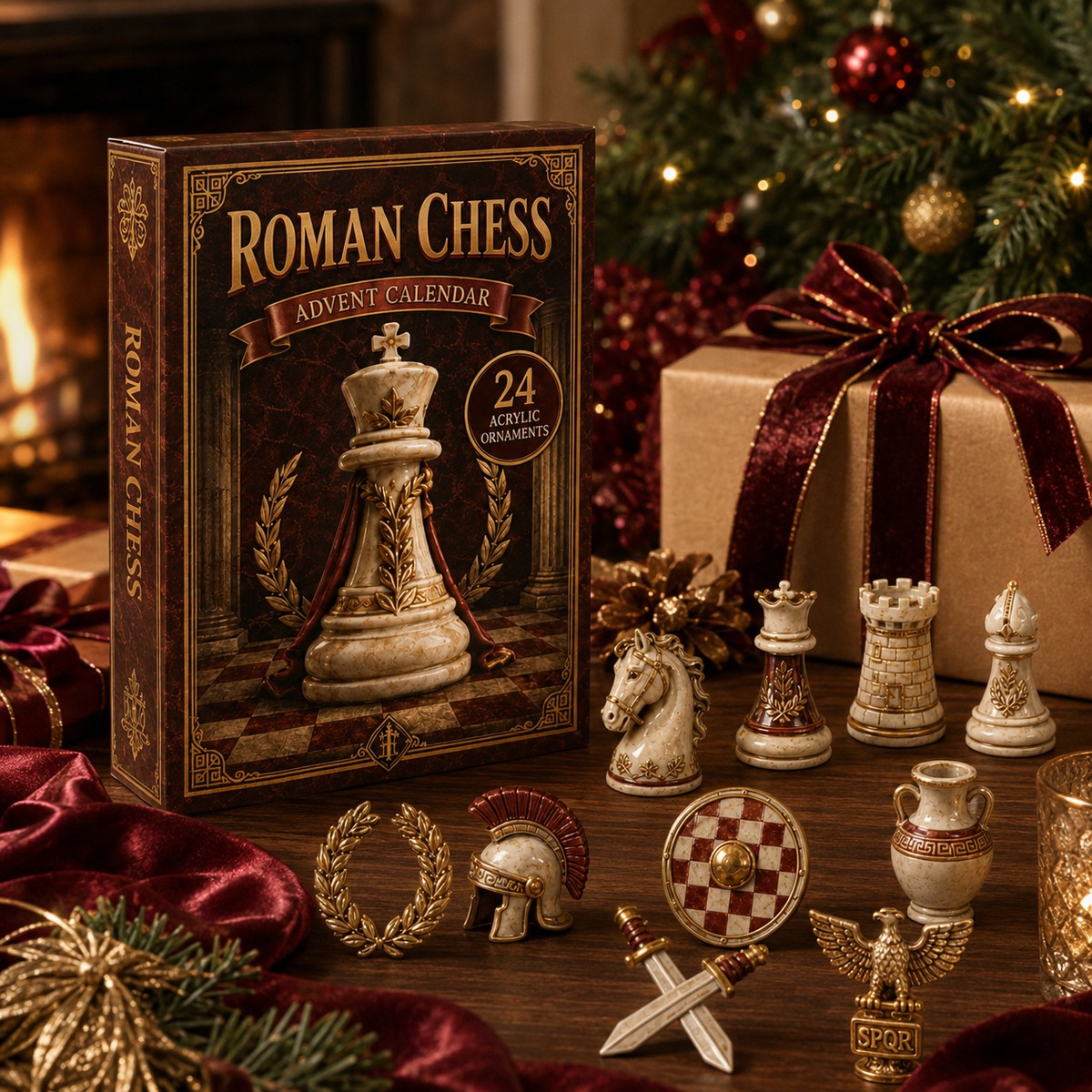 Roman Chess Advent Calendar Christmas gift scene